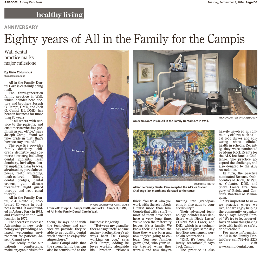Dental Article 80 years all in the family dental article app