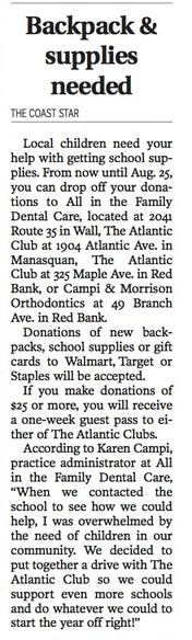 Campi Cares- Back to School Backpack Drive
