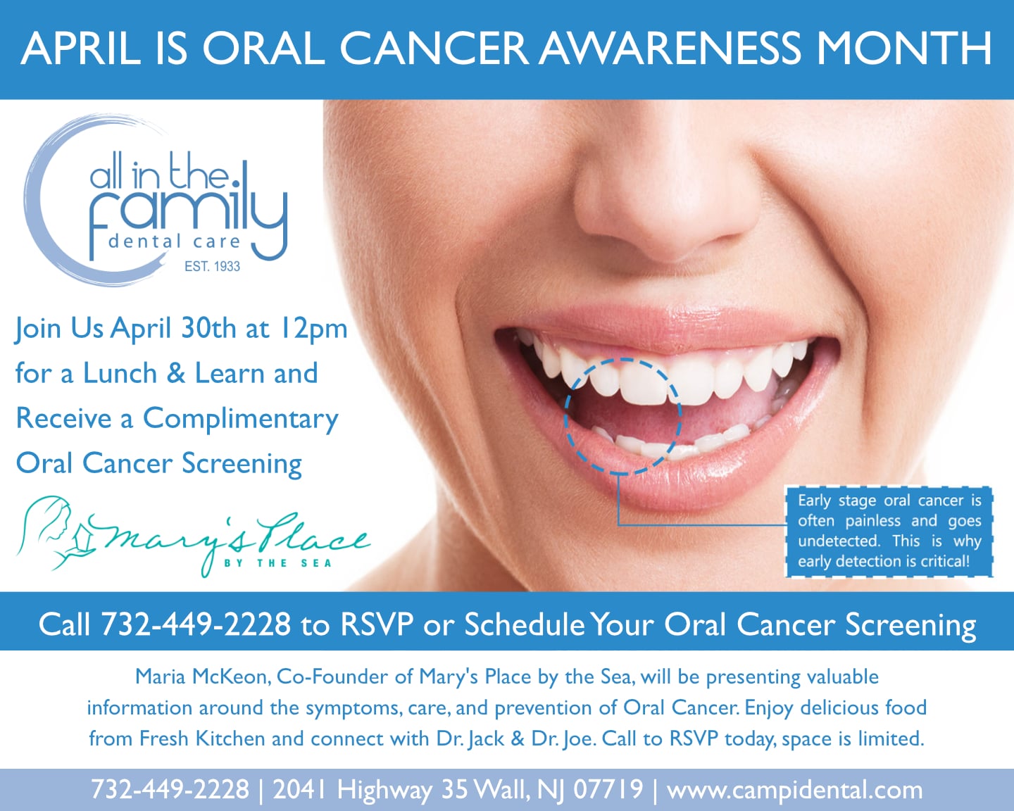 Oral cancer awareness month pamphlet