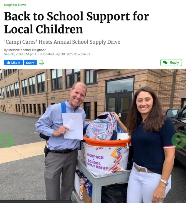 Screenshot of article about back to school support