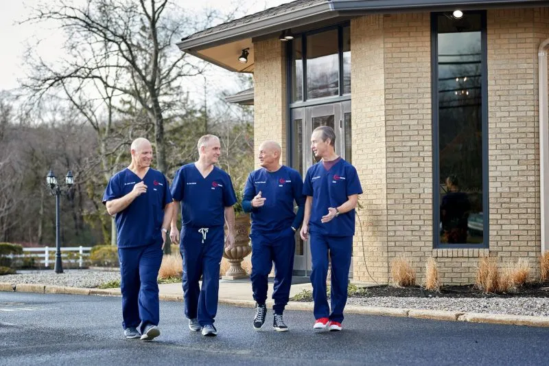 All of the doctors walking together