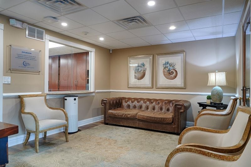Waiting area with comfortable chairs