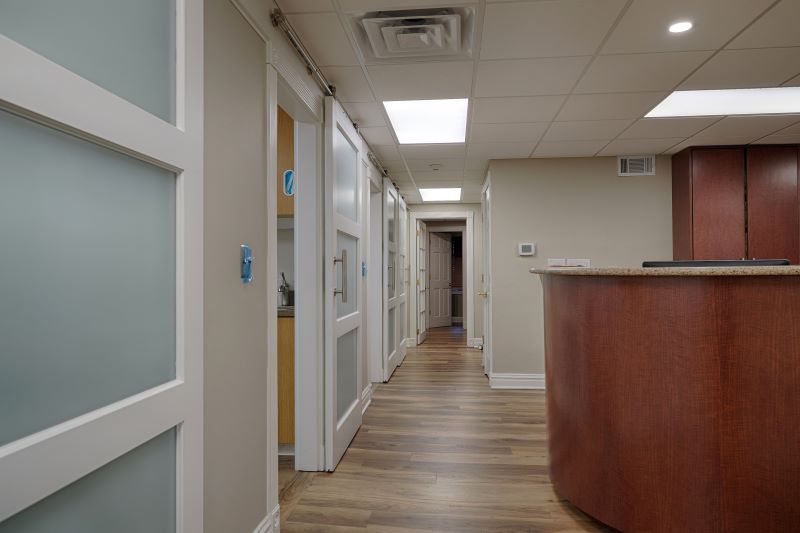 Hallway with view of front desk