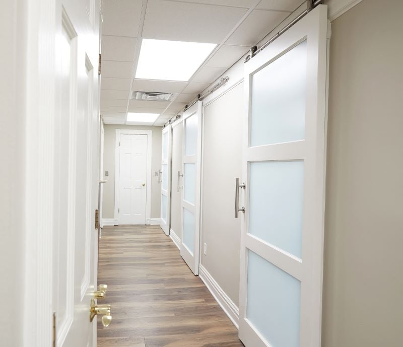 Hallway with multiple doorways