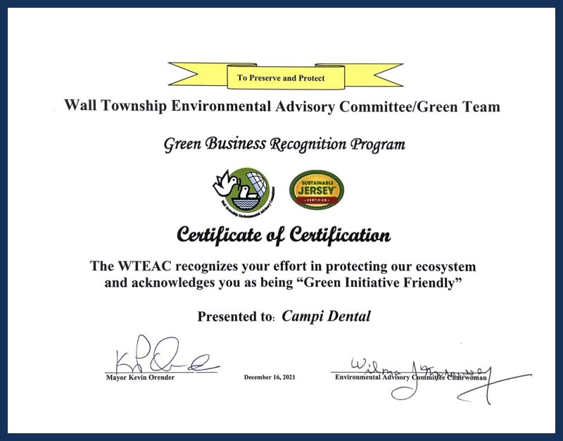 Green Business Recognition Program certificate